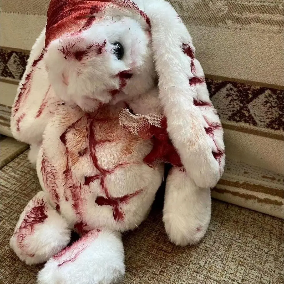 Unisex Halloween Trauma Bunny Shoulder Bag - Bandage Detail, Stylish Crossbody, Molle Strap Messenger Bag, Trauma-Kawaii Vibe Casual Accessory