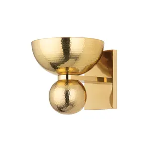 Catania Vintage Brass Wall Sconce with Antique Charm and Unique Upward-Facing Bowl Design