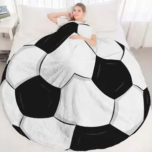 Perryt Round Sports Blanket, Soft Flannel Material, Youth & Adult, Baseball/badminton/football Theme, Creative Team Gift, Cozy Blanket Throw, Flannel Fleece Blankets