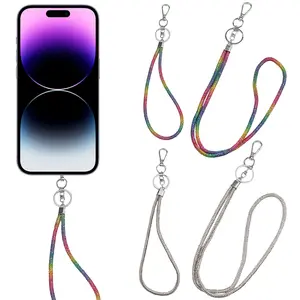 Rhinestone Phone Lanyard, Bling Wrist & Neck Phone Strap with Metal Clasp, Sparkly Phone Chain for Women, Universal Cell Phone Lanyard for Keys, ID Badge