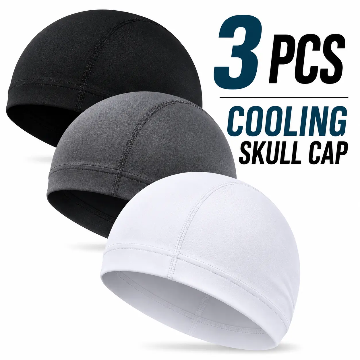 Unisex Plain Multifunctional Biker Skull Cap - Breathable Elastic Stretchy Helmet Hat, Polyester Outdoor Headwear, 2026 Summer Sportive Fitted Helmet Liner, Biking/Outdoor Running Accessory, Machine Washable Polyamide, Breathable Elastic Cap, Outdoor Runn