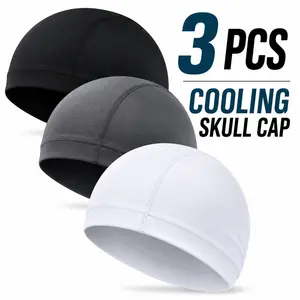 3 Pack Skull Cap Beanies for Men Women, Breathable Polyester Mesh Helmet Liners, Moisture Wicking & Lightweight for Running & Sports, Accessories For Women