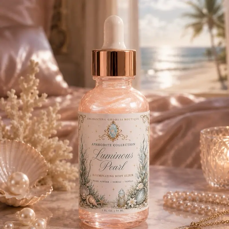 Luminous Pearl Illuminating Body Elixir - Aphrodite Collection Beauty Body Oils, Aromatherapy Formula with Pearl Powder, Ocean Botanicals, Additive-Free, Moisturizes for Soft Skin