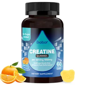 Biobor Creatine Monohydrate Gummies 4000mg for Men & Women, No Sugar Added, Chewable Creatine Supplement for Energy Boost, Muscle Strength, Vegetarian-Friendly, Gluten Free (Orange, 60 Count)
