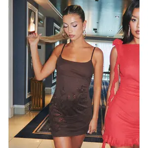 Bring The Romance Rhinestone Rose Mesh Mini Dress