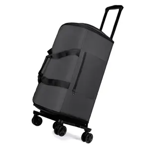 Polyester 3-in-1 Convertible Rolling Garment Bag with Wheels, Zip Closure, Duffle Bag Function, Shoe Compartment – Unisex for Business Travel