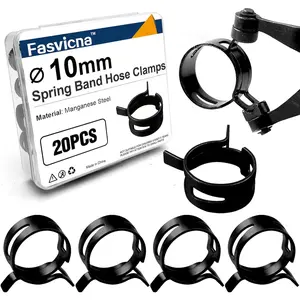 10mm (0.39") Spring Band Hose Clamps, 20 Pack Small Hose Clamps for 8–10mm Fuel Line, Water Tube, Air Tube & Silicone Hose