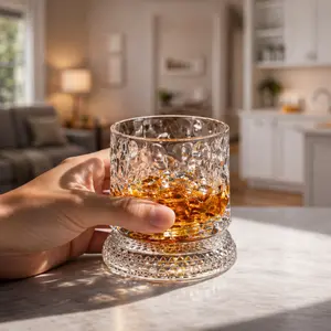 Spinning Whiskey Glass 360° Rotation – Premium Crystal Drink Glass for Stress Relief & Smooth Drinking Experience