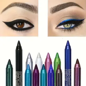 Colorful Eyeliner Pencil, High Color Pearl Glitter Metal Surface Smoky Punk Gothic Eyeliner, Long-Lasting Waterproof Eyeliner Stick, Eye Makeup Products