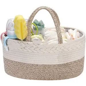 Baby Changing Basket for Babies Handmade 100% Cotton Rope Eco-friendly Practical Soft Surface for Delicate Skin Ideal for Nurseries & Bedrooms