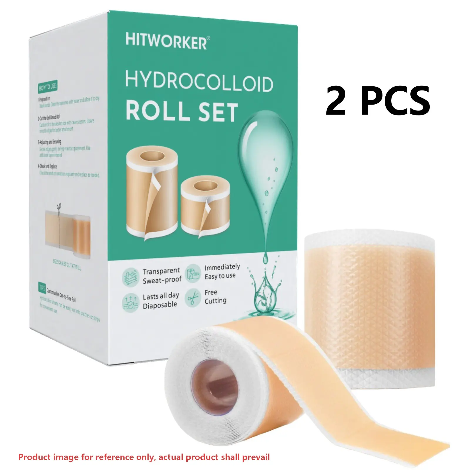 Hydrocolloid Roll Set (2-Pack), Highly Absorbent & Waterproof for Scar, Burn, Blister, Acne Care, First Aid Kit Essential, Cut to Size 4cm×150cm / 1.6 in x 5.0 ft