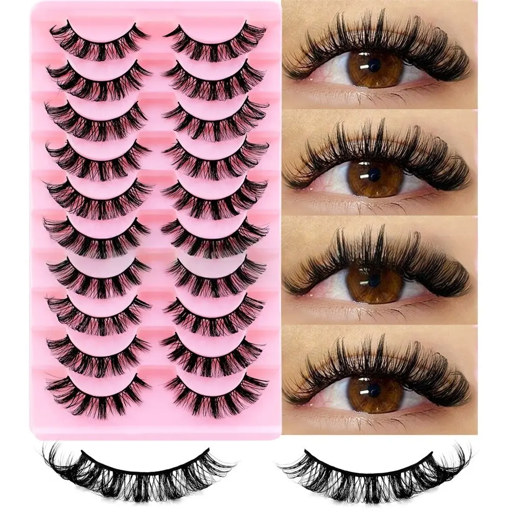 10 Pairs Russian Strip Lashes DD Curl Lashes 3D Eyelashes Reusable Fluffy False Lashes Russian Extensions Cosmetic Fluffy Volume Eyelashes