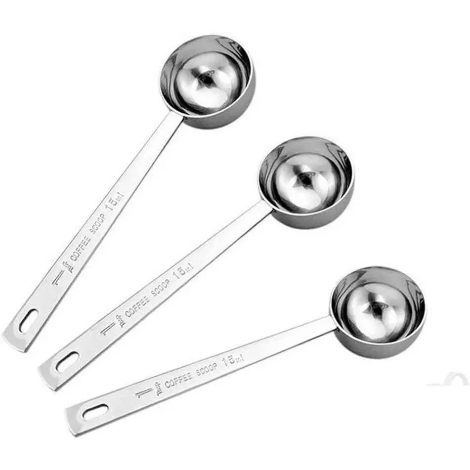 Stainless Steel 1 Tablespoon Measuring Coffee Scoop Spoon, Set of 3