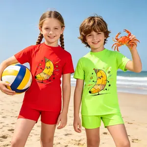 kids Funny Party Banana Kids Swimsuit, Toddler Boys Girls Two‑Piece Rash Guard for Summer Beach Pool Lesson Outfit