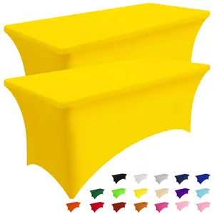 Kitinjoy Machine Washable Retangle Spandex Table Cloths Super Elastic Stretch Tablecloths Wedding Christmas Parties Table Covers