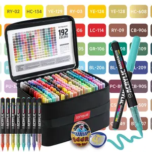 Languo Super Stackable Acrylic Markers PRO High-Capacity Ink Acrylic Markers Acrylic Felt Felt Staining Alcohol Markers Art Supplies Soft Tip 1-5mm Adjustable Thickness for Painting, Writing, Marking, DIY... Fabric Storage Bag Design for Easy Storage and