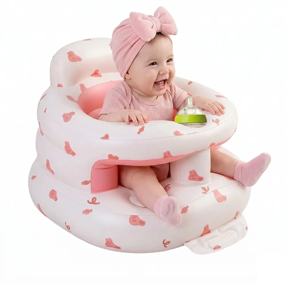 Inflatable Baby Floor Seats for Babies 3 Months & Up, Inflatable Baby Seat for Sitting Up with Built in Air Pump, Inflatable Toddler Baby Chair for Sitting & Learning to Sit, Full Surround Design