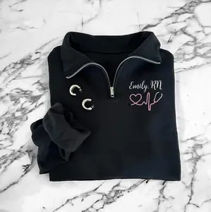 Embroidered Personalized Nurse Zip Sweatshirt - Customizable Quarter Zip Monogrammed Jacket for Nurses and Nurse Practitioners