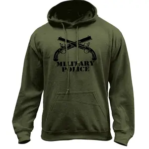 Men's Army Military Police Pullover Hoodie Sweatshirt - Menswear Tops, Longsleeves Cotton-Knit Fabric with Spandex, Casual Style, Pocket Design