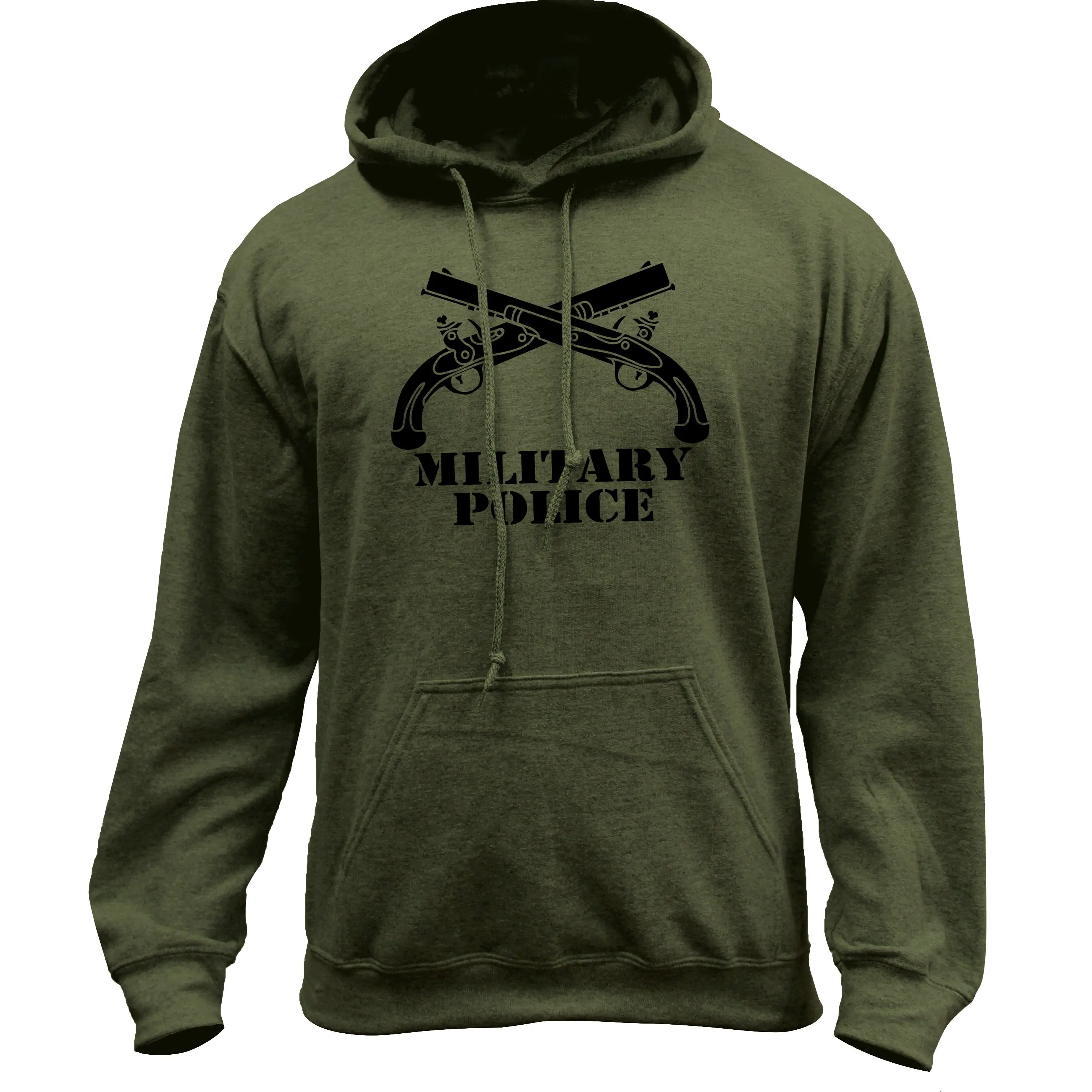 Men's Army Military Police Pullover Hoodie Sweatshirt - Menswear Tops, Longsleeves Cotton-Knit Fabric with Spandex, Casual Style, Pocket Design