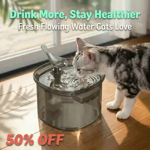 GTplayer 3L Large Capacity Automatic Pet Water Fountain, Brown Frosted Transparent Tank, Ultra-Quiet Pump & Filtration Circulation System, For Indoor Cats & Dogs, Continuous Water Supply, Easy to Clean, Smart Pet Care, New Trend of Home Pet Supplies