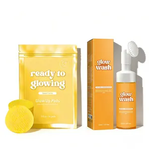 Ready to Glowing Glow Wash & FREE Turmeric Pads BeautyKit for Healthy Skin Comprehensive Skincare Routine with Sweet Lemo Glow Up Pads