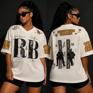 Custom R&B Tour Jersey, Personalized Music Fan Football Jersey, Concert Outfit Shirt, Mesh V Neck Sports Jersey, Custom Name Number Tee