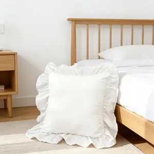 New Pure Color Ruffled Pillow, 18x18 Inch for Sofa and Bed, Holiday Decoration Suitable for Living Room and Bedroom, Durable Cushions