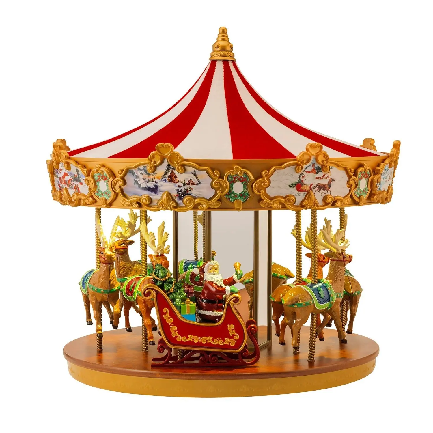 12 in. Animated Musical Rotating Christmas Carousel Decor with LED Spotlights, Animated And Musical
