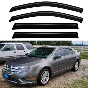 4PCS Window Visors for 2006 Lincoln Zephyr; 2006 - 2010 Mercury Milan; 2006 - 2012 Ford Fusion/Lincoln MKZ Smoke Tinted Acrylic Tape-On Vent Shade Rain Sun & Wind Deflector Black Car Accessories