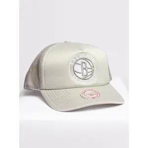 Men's Mitchell & Ness Grey NBA Brooklyn Nets Pastel Trucker HWC Snapback