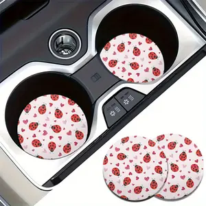 2pcs Ladybug Pattern Car Cup Holder Coasters, Girly Car Accessories, Universal Non-slip Car Accessories, Cute Car Coasters, Car Decoration Gifts, Cup Holder Stabilizer, Cute Insect Theme, Non-Slip Surface