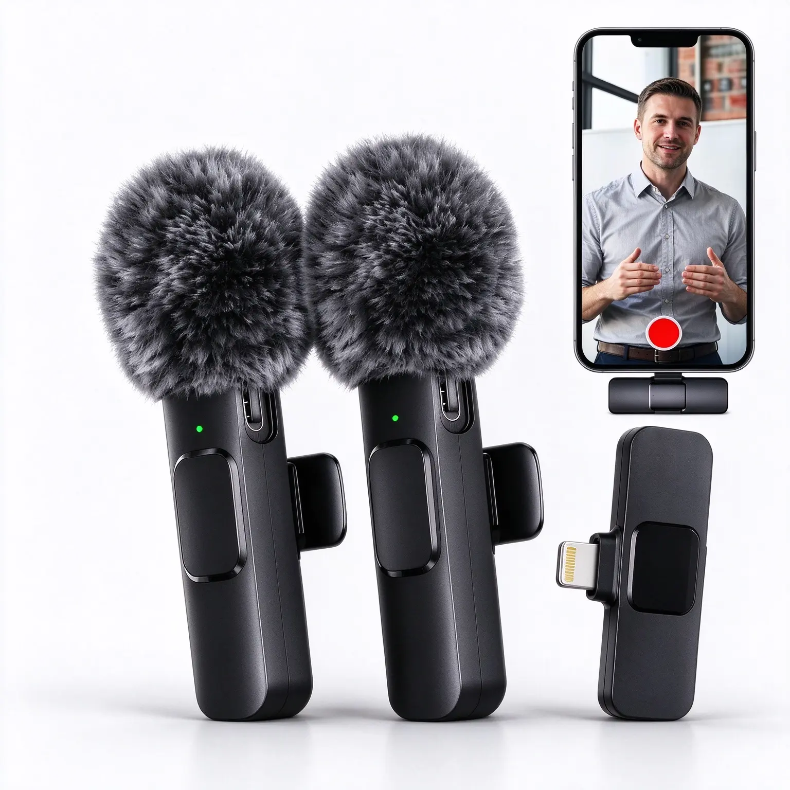 Wireless Mini Lavalier Lapel Microphone for iPhone & Android, Clip-On Mic for Video Recording, Wireless Microphone for TikTok YouTube Vlogging Podcast Content Creators