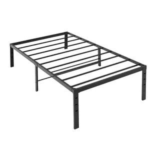 14 Inch Height Black Twin Metal Bed Frame, Basic Flatbed Low Profile Stable Bed Frame for Bedroom for Comfortable Sleep