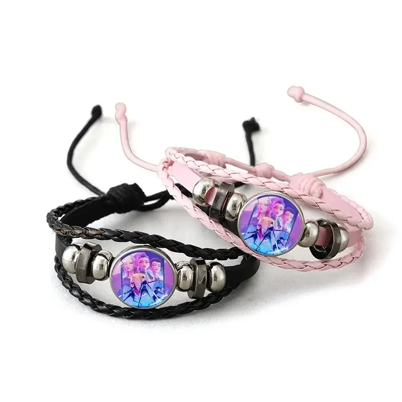 Anime Hand Bracelet Braided Leather Adjustable Wristband Cute Cosplay Accessories Birthday Gift for Kids Girls Fans 3 colors