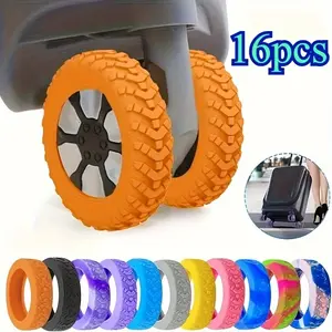 16-Piece Silicone Luggage Wheel Set, Anti-Noise Shockproof Protection Cover, Travel Accessories for Office Chairs & Hand Trucks