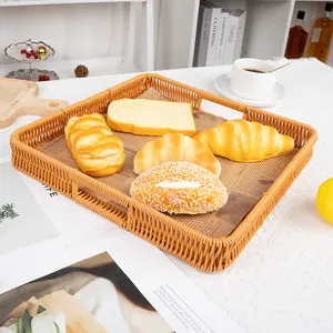 Imitation Rattan Outdoor Picnic Fruit Basket Restaurant Kitchen Bread Tray Snacks Dried Fruit Nut Basket Living Room Snack Storage Basket