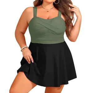 Yonique Plus Size Swim Dresses for Women- One Piece Swimsuit Tummy Control Flowy Bathing Suit Full Coverage Swimwear
