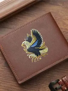 Men's Bald Eagle Leather Wallet, Embroidered American Eagle Print, Patriotic Wildlife Theme Two-Fold Purse, PU Leather Card Holder, Bifold Wallets, Durable Fashion Wallet