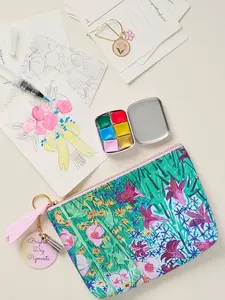DIY Watercolor Paint Set with Travel Pouch - 6 Handmade Half Pans & Original Artwork - Portable Studio of Color - Handmade in USA