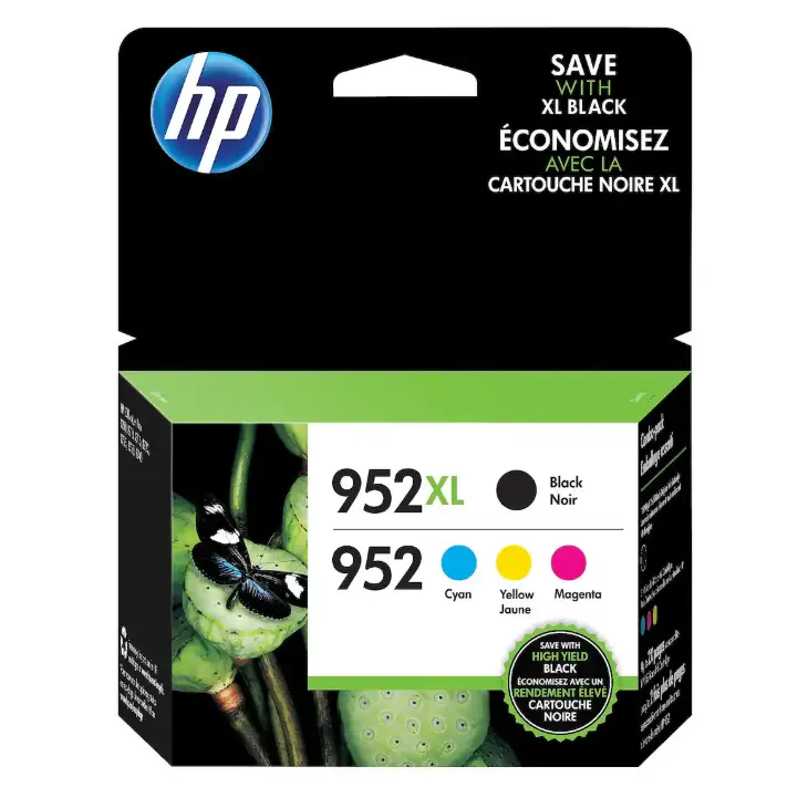 HP 952XL 952 Ink Cartridges 4-Pack, Black Cyan Magenta Yellow, N9K28AN#140, Genuine HP Replacement Ink for Compatible HP OfficeJet Pro Printers, Reliable Color Printing for Home, Office, School & Documents