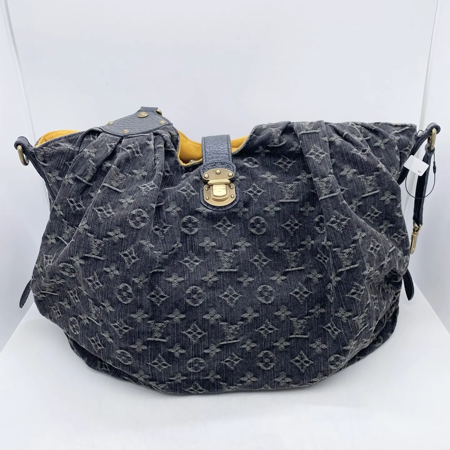 Pre-owned Louis Vuitton Black Denim Hobo Shopping Shoulder Bag Authenticity Verified, Very Good Condition【2603545】, Shoulder Bags