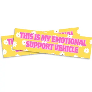 Emotional Support Vehicle Sticker - Funny Bumper Sticker for Cars, Trucks, or Toolboxes - Waterproof & UV Resistant - 10 Inches Long - Two Pack - PLB0014