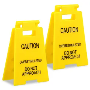 Caution Overstimulated Desk Sign, 3D Printed Funny Warning Sign, Home Office Decor Gag Gift for Coworker Teammate Employee, Signage