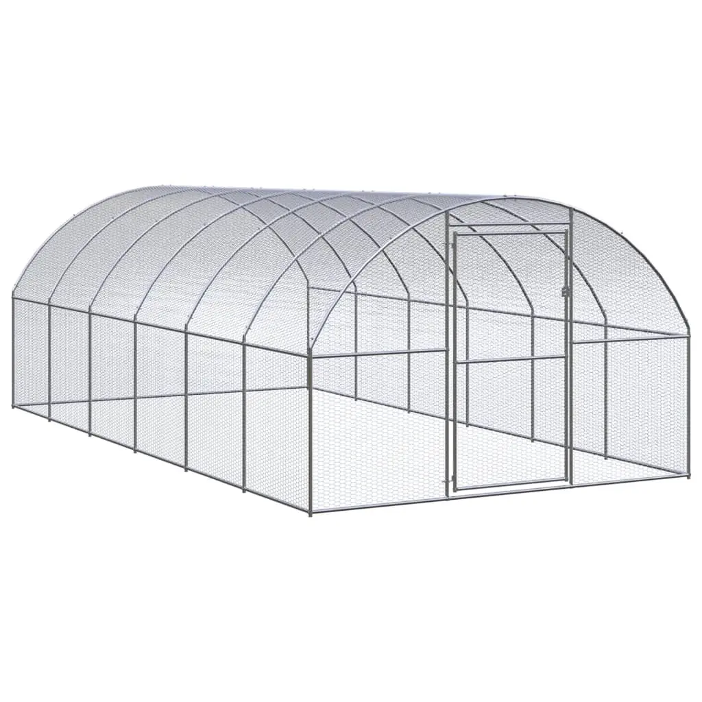 vidaXL Chicken Coop, Chicken Run Hen House, Battery Cage for Chickens Poultry, Easy to Assemble Chicken House Animal Cage, Galvanized Steel 3095465