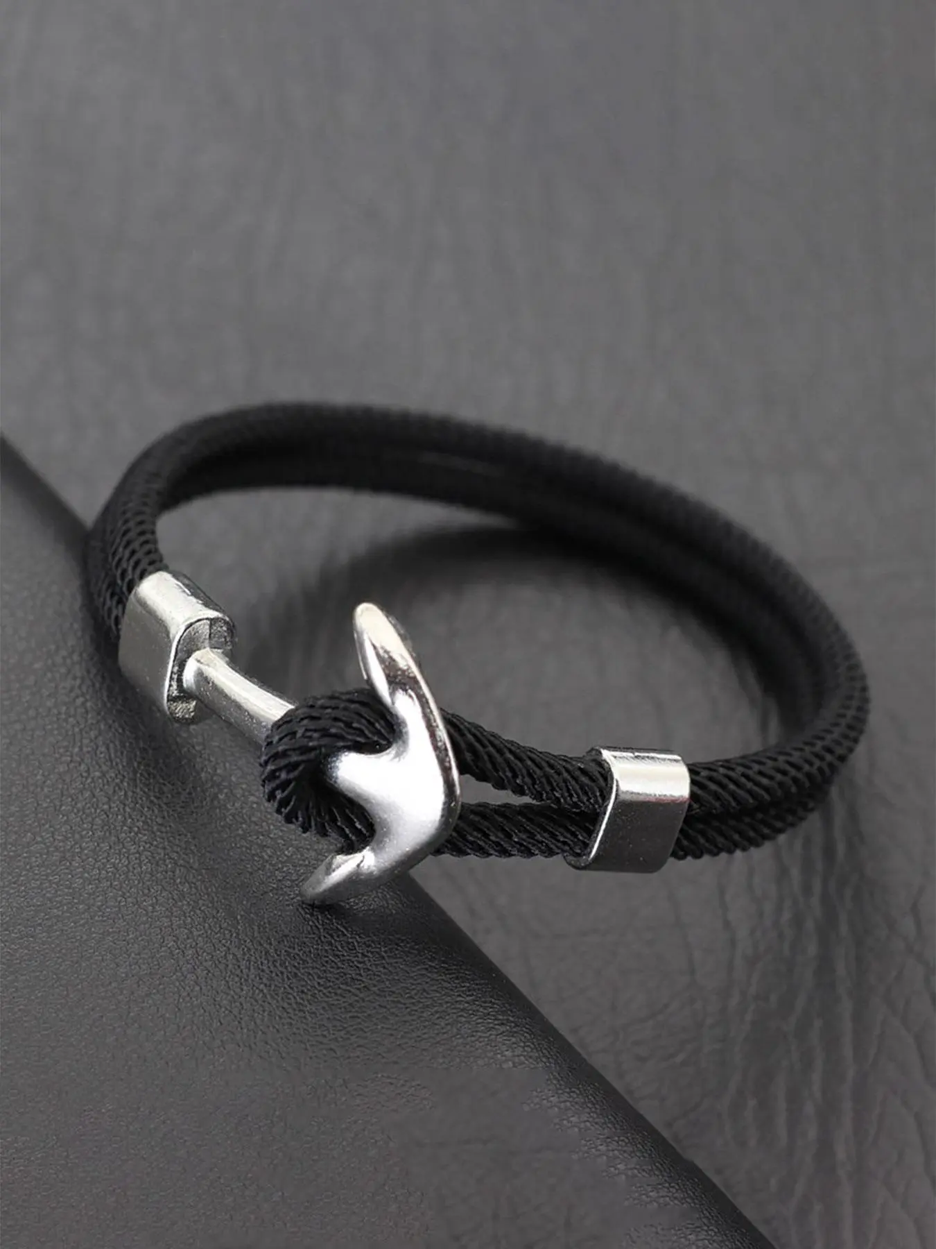 Men's Fashionable Anchor Design Charm Braided Bracelet, Casual Trendy Rope Bracelet, Fashionable Jewelry for Daily & Party Decoration, Rope Link Bracelet, Knotted Bracelet
