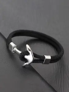 Men's Fashionable Anchor Design Charm Braided Bracelet, Casual Trendy Rope Bracelet, Fashionable Jewelry for Daily & Party Decoration