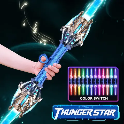 Rechargeable Glow Sword LED Laser Toy - USB Rechargeable Lightsaber, 7-Color Change, Sound Effects, Realistic Design, Portable Handheld Saber with Cells, Toys for Boys 8-10 Years, Lightsaber Role-Play Gear, Birthday Gift