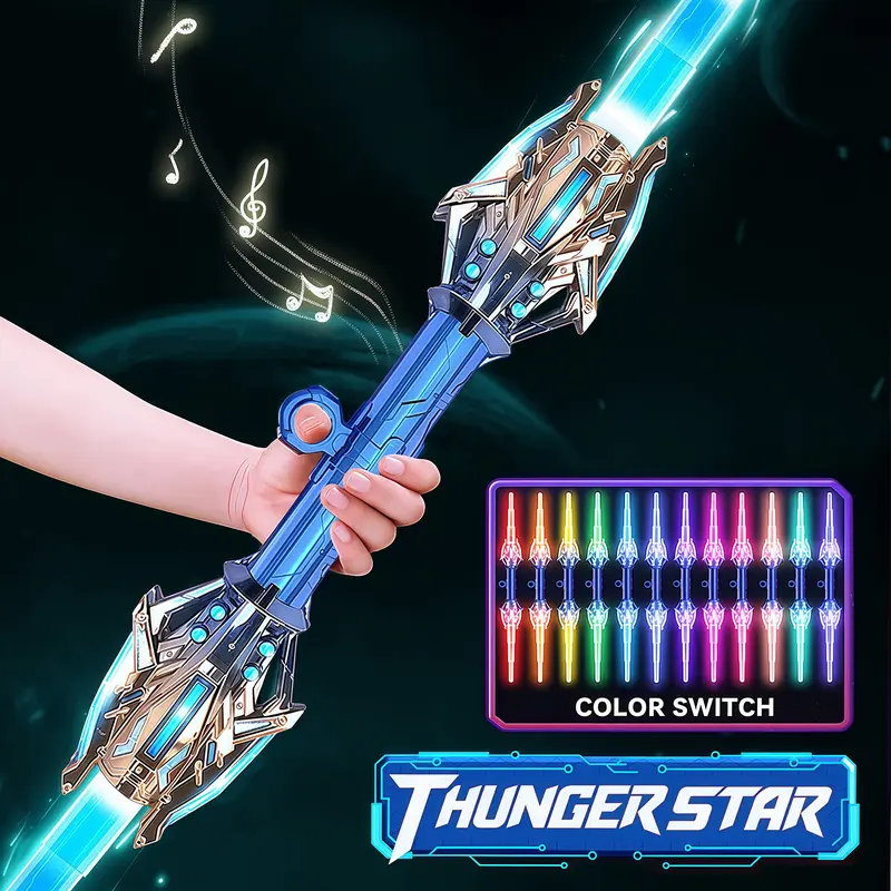 Rechargeable Glow Sword LED Laser Toy - USB Rechargeable Lightsaber, 7-Color Change, Sound Effects, Realistic Design, Portable Handheld Saber with Cells, Toys for Boys 8-10 Years, Lightsaber Role-Play Gear, Birthday Gift