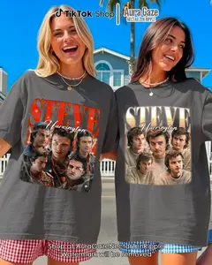 Steve Harrington Backwards Hat and Grey Sweater Comfort Colors Unisex Tshirt - Steve Harrington Tee For Fan, Joe Keery Gildan Stranger Thing TShirt